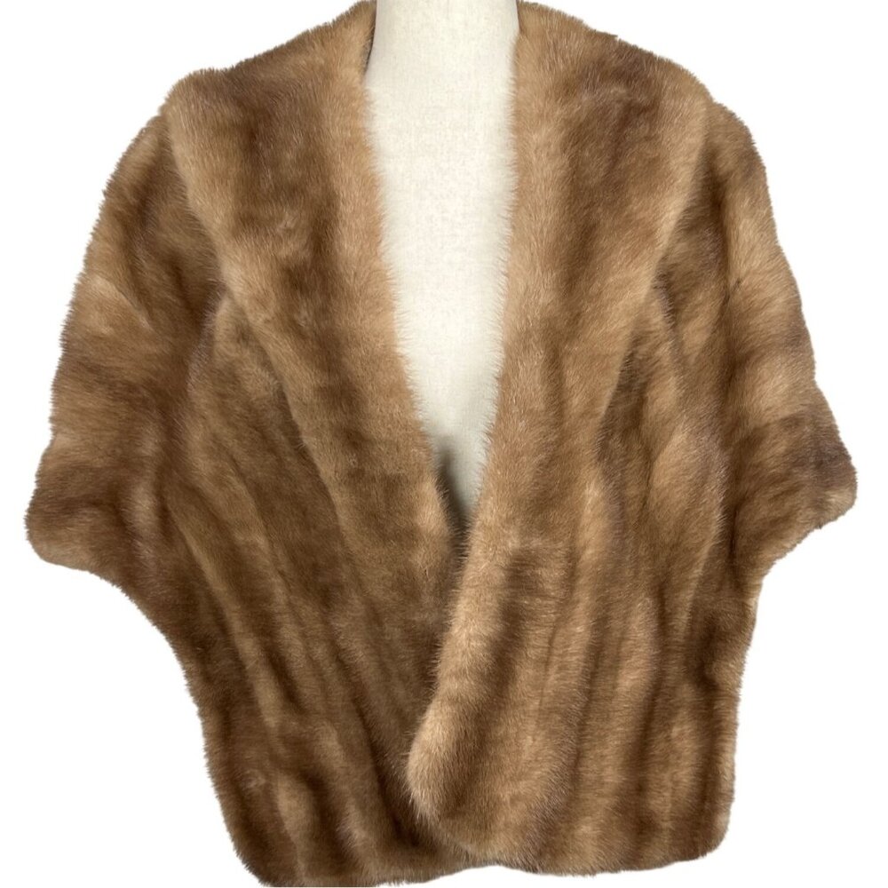 VINTAGE ANN ARBOR FURRIER Mink Fur Caplet Stole Autumn Haze Sz M/L
